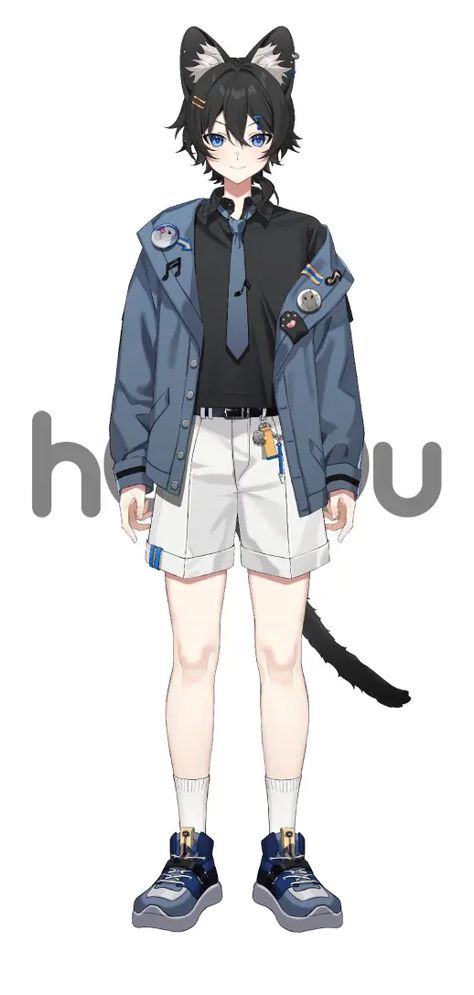 Vtuber Model Sheet Male, Male Vtuber Reference Sheet, 2d Live Model, Vtuber Male Design, Wolf Vtuber, Vtuber Design Male, Vtuber Concept Art, Vtuber Models Ideas, Vtuber Male Model