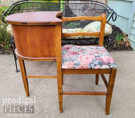 Gossip Chair, Side Table Makeover, Antique Phone, Vintage Phone, Upholstery Tacks, Diy Concrete, Chair Makeover, Table Makeover, Concrete Diy