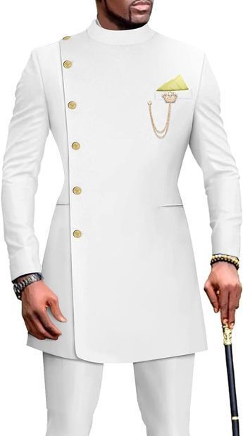 African Suits for Men Single Breasted Blazer and Pants 2 Piece Set Dashiki Outfits Ankara Attire for Wedding White Small at Amazon Men’s Clothing store Attire For Wedding, African Suits, African Male Suits, Dashiki Outfit, African Wear For Men, Dashiki For Men, Male Outfits, African Suit, Nigerian Men Fashion