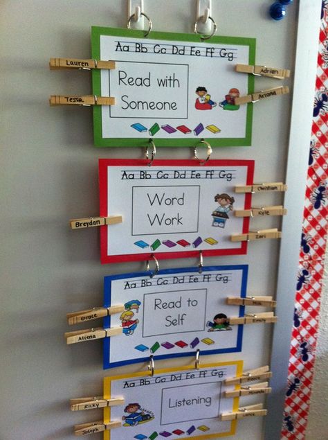 Daily 5 Choices... I like this and I have all these things in my classroom. Need to buy clothespins this year Prep Classroom, Literacy Centres, Teachers Toolbox, Daily Five, Work Rules, Classroom Centers, Routine Ideas, Classroom Routines, Classroom Organisation