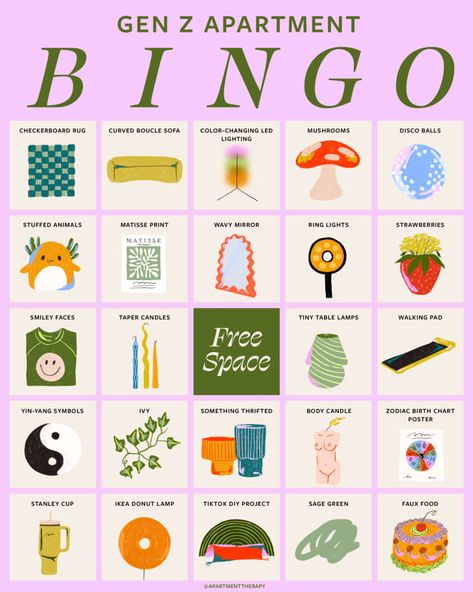 You're Truly Gen Z If You Win This Bingo Game Gen Z Interior Design Trends, Gen Z Decor Trends, Gen Z Design Aesthetic, Gen Z Room Aesthetic, Gen Z Apartment, Gen Z Decor, Gen Z Room, Millennial Apartment, Gen Z Aesthetic