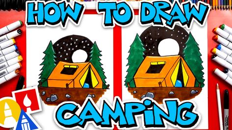 Follow along with us and learn how to draw a tent for camping! Art Supplies This is a list of the supplies we used, but feel free to use whatever you have in your home or classroom. Sharpie (or something to draw with) Paper (we use marker paper) Markers to color with (we use Bianyo) … Art Hub For Kids, Kids Holiday Art, Tent Drawing, Directed Drawing Kindergarten, Camping Drawing, Tent For Camping, Camping Coloring Pages, Holiday Art Projects, Homemade Holiday Cards