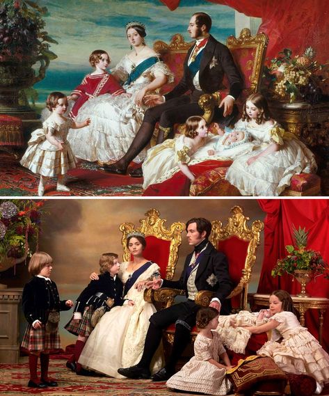 The Cast of Victoria Just Recreated an Iconic Portrait of the Royal Family Victoria Tv Show, Victoria Series, Queen Victoria Family, Queen Victoria Prince Albert, Royal Family Portrait, Royal Collection Trust, Royal Aesthetic, Familia Anime, Family Painting