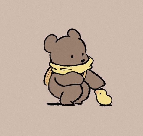 Cute Brown Widgets, Cute Bear Pfp, Brown Bear Drawing, Brown Bear Wallpaper, Bear Doodles, Brown Doodle, Cute Cartoon Art, Bear Doodle, Teddy Bear Illustration