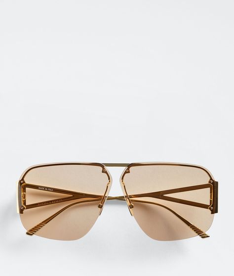 Classic Aviator Sunglasses | Bottega Veneta Glasses Fashion Women, Gold Aviator Sunglasses, Fashion Eye Glasses, Brown Sunglasses, Shades Sunglasses, Gold Sunglasses, Classic Gold, Glasses Fashion, Aviator Sunglasses