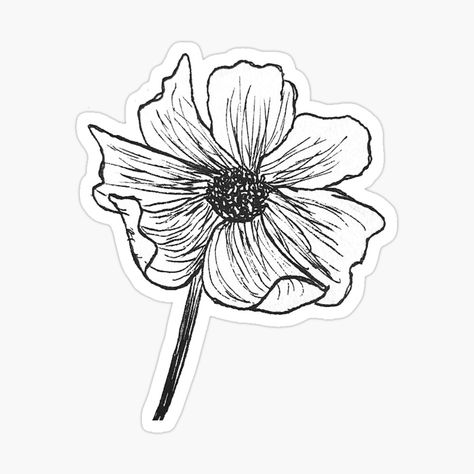 mcarasovis.redbubble.com #flower #art #black and white #flower sticker #sticker #inked flower #ink #flower drawing Ink Flower Drawing, Flower Art Black And White, White Flower Sticker, Flower Clipart Png, Flower Stencils, Yellow Wedding Flowers, Digital Flower, Black And White Flower, Black And White Stickers