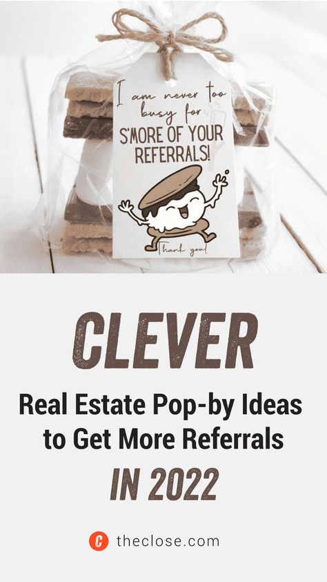 Real Estate Pop Byes, Client Pop By Gifts, Customer Referral Ideas, Marketing Handouts Cute Ideas, Dr Office Marketing Ideas, May Real Estate Marketing Ideas, Home Health Referral Ideas, May Pop By Ideas Real Estate, Spring Pop By Ideas