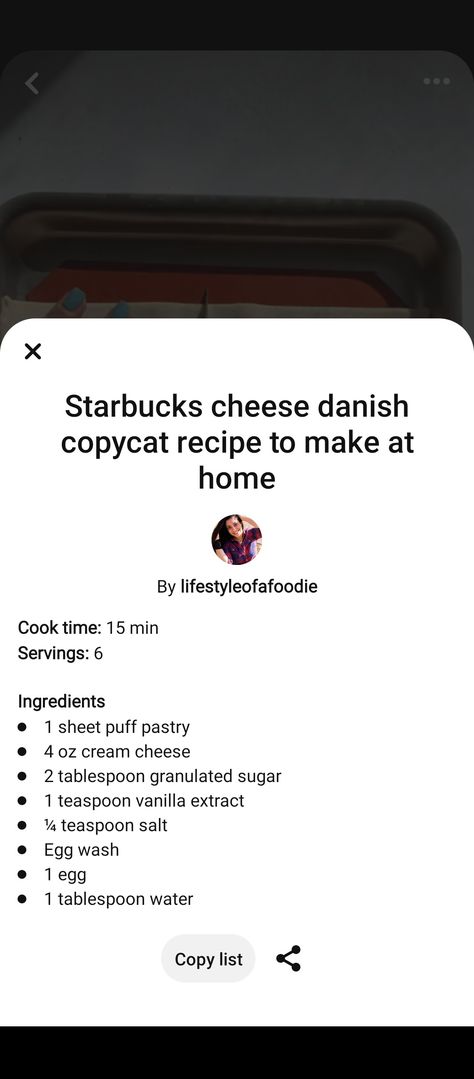 Starbucks Cheese Danish, Cheese Danish, Salted Egg, Egg Wash, Granulated Sugar, Puff Pastry, Copycat Recipes, Vanilla Extract, Cream Cheese