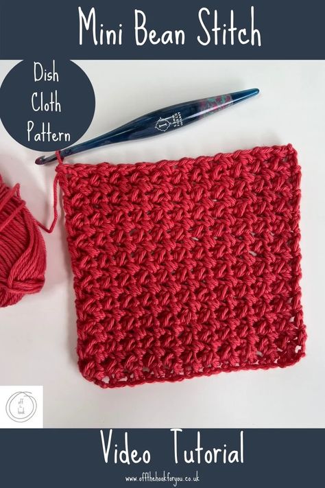 How to Crochet Mini Bean Stitch - off the hook for you Mini Bean Stitch Crochet, Bean Stitch Crochet, Mini Bean Stitch, Modern Crochet Blanket, Bean Stitch, Crochet Stitches For Blankets, Off The Hook, Learn How To Crochet, Easy Stitch