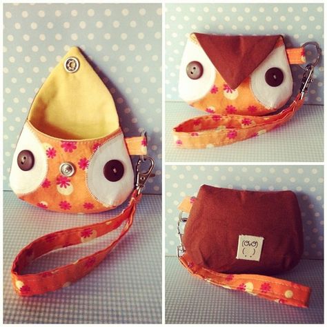 Bolso buho Owl Coin Purse, Owl Purse, Coin Purse Pattern, Owl Bag, Scrap Fabric Projects, Sew Ins, Sewing Purses, Purse Patterns, Fabric Projects