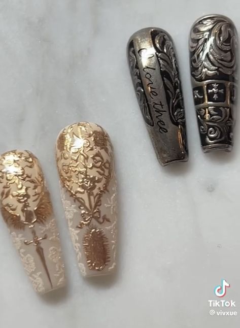 Romeo And Juliet Nails, Regency Nails, Ornamental Nails, Rococo Nails, Victorian Nails, Fantasy Nails, Gothic Nails, Crazy Nails, Really Cute Nails