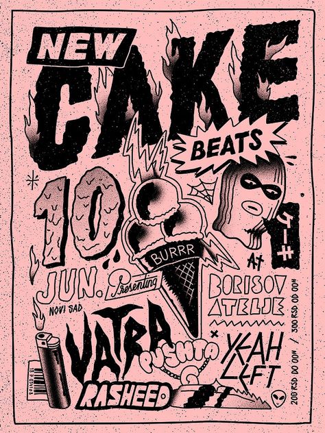 Monochrome Poster Design, Cake Poster Design, Cake Poster, Monochrome Posters, Sticker Inspo, Art Zine, Infographic Poster, New Cake, Delicious Pies