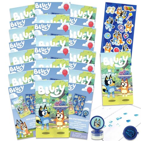 PRICES MAY VARY. Decade West Exclusive Bluey Birthday Party Favors Set - Bundle with 24 Bluey Activity Packs | Mini Sketch Book, Stickers, and Stamper for Goodie Bag Fillers Bluey Party Supplies and Decorations). This Bluey party favor bundle includes 24 mini Bluey activity packs. Each Bluey activity party pack features 1 mini sketch book, stickers, and stamper. The Bluey party favors and decorations can be used as Bluey activity sets, goodie bag and gift bag fillers for kids birthdays, Bluey cr Mini Sketch, Bluey Birthday Party, Bluey Party, Birthday Goodie Bags, Bluey Birthday, Book Stickers, 1st Birthday Party Themes, Party Goodies, Party Favors For Kids Birthday