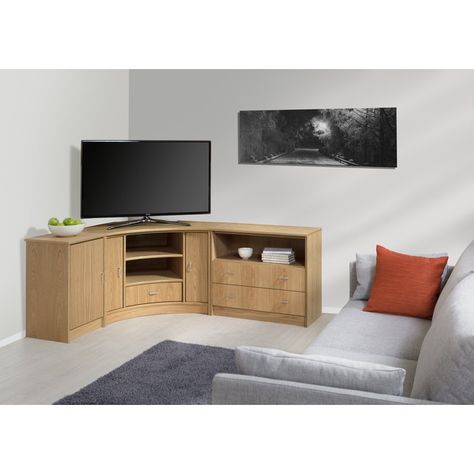 Degroat Corner TV Stand for TVs up to 50" Tv Stand Ideas For Small Spaces, Tv Table Ideas, Tv Corner Unit, Corner Tv Ideas, Tv Corner, Corner Tv Cabinets, Corner Tv Stands, Small Tv, Modern Entrance Door