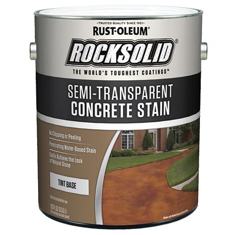 RockSolid Tint Base gives you a wide variety of colors to choose from. Only one tint base is required to create the variety of custom colors. Deck Restore, Water Based Concrete Stain, Transparent Concrete, Concrete Stain Patio, Deck Restoration, Semi Transparent Stain, Concrete Stain, Acid Stained Concrete, Concrete Sealer