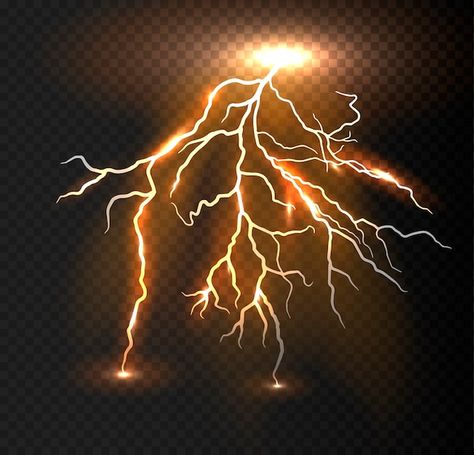 Realistic vector orange lightning. | Premium Vector #Freepik #vector #thunder-effect #lightning-strike #thunder-background #thunder-storm Vector Lightning, Thunder Background, Thunder Png, Orange Thunder, Orange Lightning, Roblox Background, Lightning Effect, Gfx Roblox Background, Thunder Strike