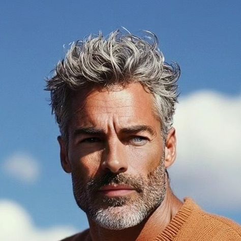 Silver Foxes Men, Men's Curly Hairstyles, Silver Foxes, Men Haircut, Look Older, August 8, Silver Fox, Aging Gracefully, Curly Hairstyles