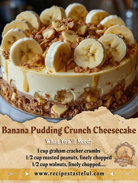 Crunch Cheesecake, Cheesecake Ingredients, Pudding Cheesecake, Anna Olson, Birthday Cake Decorating Ideas, Banana Dessert, Easy Baking Recipes Desserts, Sweet Snacks Recipes, Roasted Peanuts