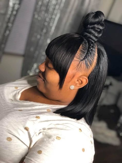 Braided Ponytail With Weave, Ponytail With Weave, A Braided Ponytail, Sleek Braided Ponytail, Quick Weaves, Black Hair Updo Hairstyles, High Ponytail Hairstyles, Weave Ponytail Hairstyles, Sleek Ponytail Hairstyles