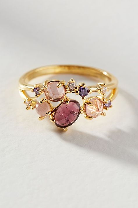 Cluster Mothers Ring, Mother Birthstone Ring, Unique Right Hand Rings, Mothers Ring Ideas Unique, Mothers Ring Ideas, Unique Mothers Rings, Mothers Rings, Floating Ring, Bohemian Style Rings