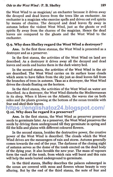 English Grammar A To Z: Short Questions with Answers (Ode to the west wind – Percy Bysshe Shelley) Ode To The West Wind, Wind Poem, Wind Quote, Literature Notes, English Literature Notes, 10 Sentences, Percy Bysshe Shelley, English Notes, Active And Passive Voice