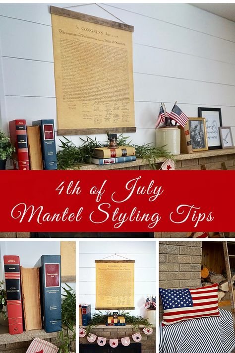 Changing your decor doesn't have to be expensive. Check out these tips for budget 4th of July decor! Mantel Styling, Vintage 4th Of July, Mantel Decorating, Creative Party Ideas, 4th Of July Decor, Patriots Day, Crafts Decor, July Decor, Planning Inspiration