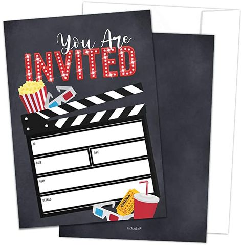 Hollywood Red Carpet Party, Red Carpet Invitations, Party Movie Night, Movie Party Invitations, Bollywood Theme Party, Movie Theme Birthday Party, Hollywood Birthday Parties, Movie Invitation, Movie Night Decorations