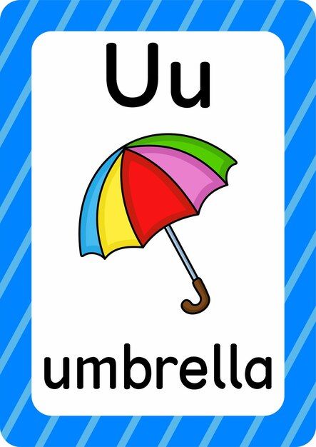 Premium Vector | Vector umbrella vector isolated on white background letter u flashcard umbrella cartoon Letters Of The Alphabet Design, Letter U Flashcards, Alphabet Flashcards Printable Free Cards, Abc Flashcards Printable, A Flashcard, Alphabet U, Umbrella Cartoon, Alphabet Flash Cards Printable, Apple Alphabet