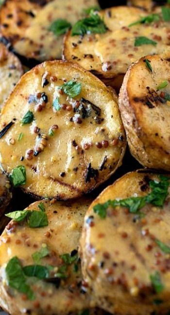 Non Meat Grilling Ideas, Honey Mustard Potatoes, Potato Recipes Grill, Yellow Potatoes Recipes Grill, Yellow Mustard Potato Salad Recipe, Herb And Mustard Potato Salad, Yellow Potatoes, Grilled Potatoes, Potato