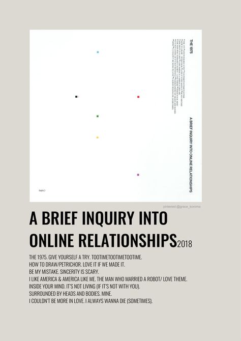 album poster the 1975 abiior A brief inquiry into online relationships The 1975 Album Cover, The 1975 Album, The 1975 Poster, Online Relationships, Alt Posters, Minimalist Music, Online Relationship, Iconic Movie Posters, Music Poster Ideas