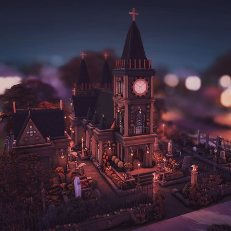 🚨🚨 BaseGame Alert 🚨🚨 Today I have a church for you, with a cemetery and a crypt! Of course only built with the BaseGame, I just cheated a little with the season. I hope you like it. What do you prefer more, day or night? 🌞🌙 🖤🏰🦇🖤🏰🦇🖤🏰🦇 #thesims4builds #thesims4homes #showusyourbuilds #sccregram #somesimlishbuild #simstagram #thesims #sims #thesims4 #ts #ts4 #thesims4house #simsbuild #thesims4home #simshouse #games #PS4 #sims4nocc #instagood #gamer #design #landscape #gardening #flowers #autu... Sims 4 Store Ideas, Sims4 Ps4, Sims 4 Cemetery, Sims 4 Basement, Sims 4 Church, Gamer Design, Games Ps4, Building Inspiration, Small Town Living