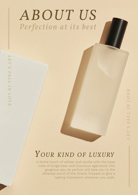 Perfume poster template psd for sale | Premium PSD Template - rawpixel Cosmetic Poster Design, Skincare Brochure, Beauty Brochures, Perfume Poster, Cosmetic Poster, Brand Template, Leaflet Template, Skincare Sale, Brochure Template Psd