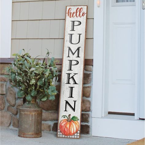 Hey Pumpkin Sign, Wooden Fall Porch Signs, Wooden Sign Ideas Diy, Diy Porch Signs Ideas, Fall Front Porch Signs, Diy Fall Signs Front Porches, Porch Boards Signs, Fall Welcome Sign Front Door, Wood Porch Signs