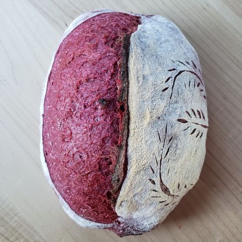 Here's a fun variation on our recently posted Beetroot Sourdough Bread recipe. To maximize color, I used only organic bread flour (400g), 150g beetroot, and 750mg vitamin C. I dropped the water to 230g to compensate for the less thirsty flour and the increased beets, but it was still a challenging-fun high hydration dough. Beet Sourdough Bread, Red Bread Recipe, Beetroot Sourdough Bread, Beet Bread Recipe, Beetroot Bread, Red River Cereal, Beet Bread, Butternut Squash Bread, Organic Bread