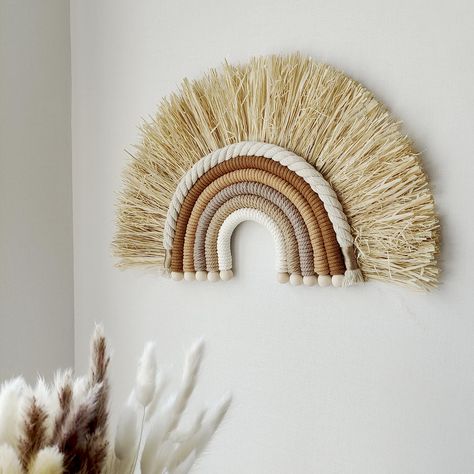 PRICES MAY VARY. Bohemian Rainbow Design: Featuring a stylish Bohemian rainbow design, this wall decor add a unique and captivating charm to any space. Perfectly Sized: Modest yet impactful, this wall decor fits seamlessly into any room. Its delicate craftsmanship infuses colors and a warm ambiance into the surroundings. Handcrafted Macrame Artistry: Each piece is meticulously handcrafted using premium macrame techniques, showcasing exceptional attention to detail and craftsmanship. Versatile De Boho Rainbow Room, Boho Toddler Room, Boho Wall Decals, Bead Tapestry, Macrame Techniques, Toddler Boy Room, Boho Rainbow Nursery, Boho Toddler, Boho Rainbow Wall