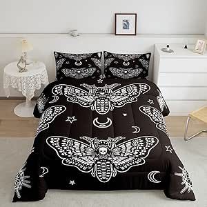 Letto King Size, Skull Moth, Goth Things, Skull Bedding, Insect Print, Quilt Material, Gothic Skull, Colorful Butterfly, Black Butterfly