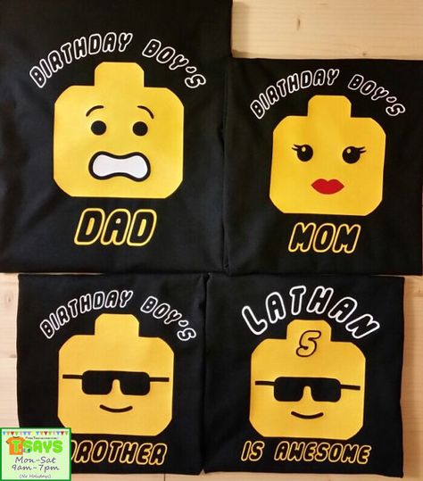 Cricut Lego, Legoland Shirts, Legoland Birthday, Lego Family, Ninja Lego, Lego 5, Hunter Room, Lego Birthday Cake, Lego Theme