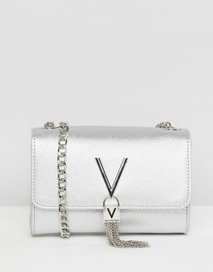 Valentino by Mario Valentino Foldover Tassel Detail Cross Body Bag Sparkly Handbag, Valentino Rockstud Bag, Valentino Crossbody Bag, Valentino Crossbody, Valentino Bag, Valentino Garavani Bag, Silver Bag, Aesthetic Bags, Beige Bag