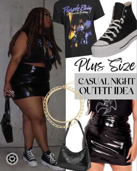 Casual Club Outfits Plus Size, Plus Size Urban Fashion For Women, Plus Size Casual Club Outfits, All Black Concert Outfit Plus Size, Plus Size Concert Outfits Summer, Simple Club Outfits Night Plus Size, Cute Concert Outfits Summer Plus Size, Plus Size Outfits Ideas Aesthetic, 2000s Fashion Outfits Black Women Plus Size