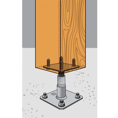 APB100/150 Simpson Strong-Tie Adjustable Elevated Post Base Pre-Galvanised Post Base Plates, Casa Garage, Timber Frame Joinery, Timber Posts, Timber Frame Construction, Wood Architecture, Column Design, Timber Structure, Timber Construction