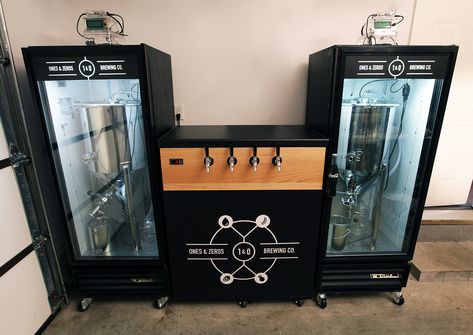 Brew Pi: The Future of Homebrew Fermentation - American Homebrewers Association Keezer Ideas, Fermentation Station, Brew Room, Brew Stand, Homebrew Setup, Beer Brewing Equipment, Craft Brew, Home Brewing Equipment, Brewery Design