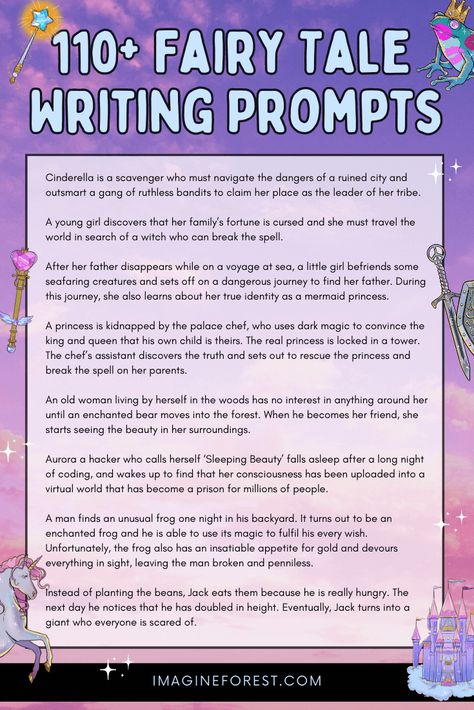 Fractured Fairy Tales Prompts, Fairy Tale Writing Prompts, Drawing Ideas Fairy, Fairy Tales Sequencing, Fantasy Story Prompts, Fairy Tale Writing, Fairy Tale Activities, Fractured Fairy Tales, Prompt Generator