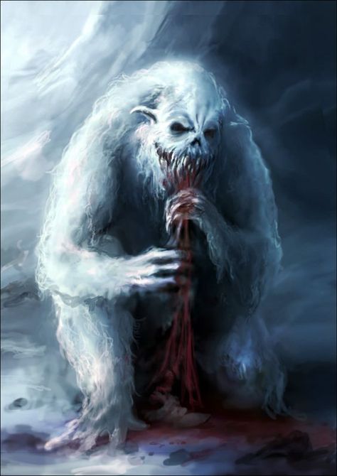 Yeti Painting, Big Foot Art, Yeti Art, Lovecraft Monsters, Man Eater, Bigfoot Art, Call Of Cthulhu Rpg, Abominable Snowman, Beast Creature