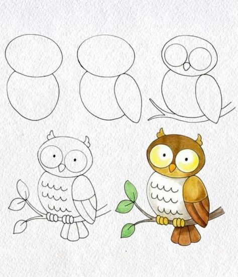 Kids Drawing Ideas How To Draw Owl, Draw Owl, Owl Drawing Simple, Kids Drawing Ideas, Owl Doodle, Simple Owl, Owl Drawing, Activity Day Girls, Easy Animal Drawings