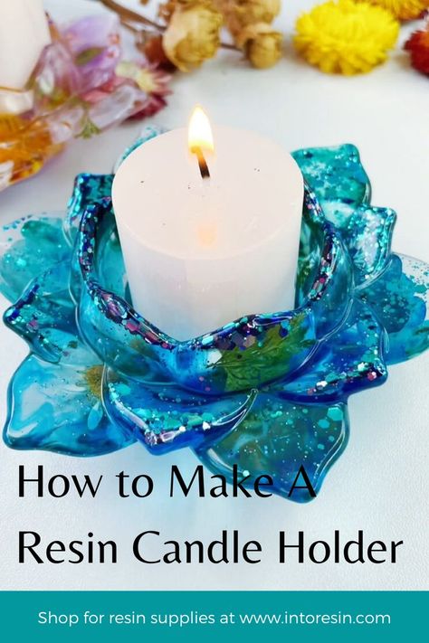 resin idea, candle holder, epoxy resin Resin Lotus Candle Holder, Resin Candle Holder Diy, Epoxy Candle Holder, Resin Centerpieces, Epoxy Candle, Resin Candle Holder, Lotus Flower Candle Holder, Resin Jewelry Tutorial, Make A Candle