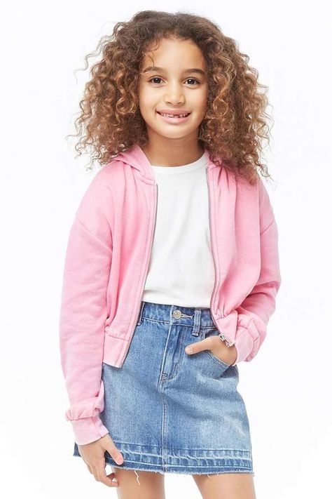 Forever 21 Girls Zip Hoodie (Kids) Junior Girls Clothing, Forever 21 Girls, Womens Sweatshirts Fashion, Trendy Girls Outfits, Gymnastics Outfits, Waffle Knit Top, Girls Stripes, Tween Outfits, Trim Top