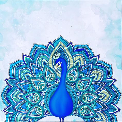 Dancing Peacock Painting, Mor Pankh Mandala Art, Peacock Drawing Mandala, Jarokha Art, Mandala Peacock Design, Mandala Art Peacock, Peacock Drawing With Colour, Peacock Mandala Art, Meenakari Painting