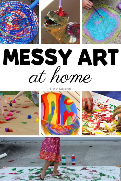 Do you love the IDEA of arts and crafts, even messy ones, but can't seem to bring yourself to let your kids loose with them at home? Fear not!! These messy art ideas are perfect for the home - full of learning and fun! Summer Messy Play, Messy Art Ideas, Art Toddlers, Messy Theme, Messy Play Ideas, Activities To Keep Kids Busy, Messy Monday, Messy Party, Play Ideas For Kids