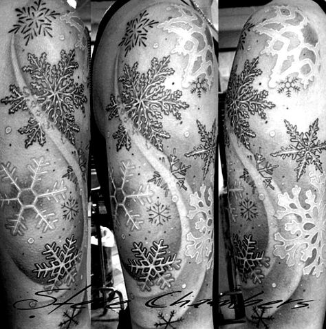 Snow Storm Tattoo, Snowflake Sleeve Tattoo, Snowflake Mandala Tattoo, Winter Theme Tattoo, Snowflake Tattoo, Marriage Tattoos, Winter Tattoo, Snow Tattoo, Storm Tattoo