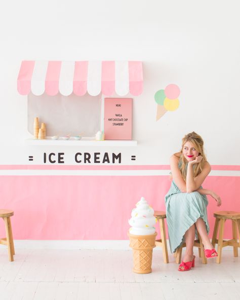 Ice Cream Truck Wall Walls Ice Cream, Giant Ice Cream, Toppings Bar, Fishing Wire, Ice Cream Stand, Pastel Baby Shower, Ice Cream Birthday Party, Ice Cream Social, Ice Cream Birthday